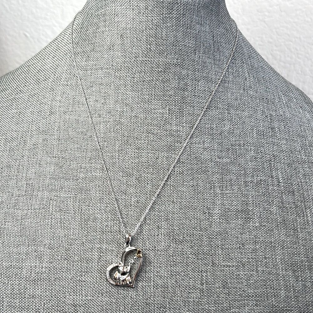 Cute Heart and Elephant Pendant Necklace in Sterling Silver
